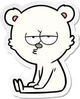 sticker of a bored polar bear cartoon sitting vector