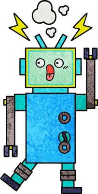 retro grunge texture cartoon robot