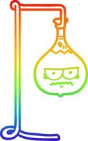 dibujo de línea de gradiente de arco iris experimento de ciencia de dibujos animados enojado vector