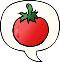 cartoon tomato and speech bubble in smooth gradient style vector