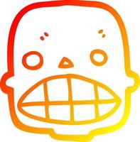 warm gradient line drawing cartoon skull vector