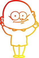 warm gradient line drawing cartoon bald man staring vector