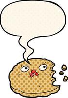 cartoon bitten cookie and speech bubble in comic book style vector