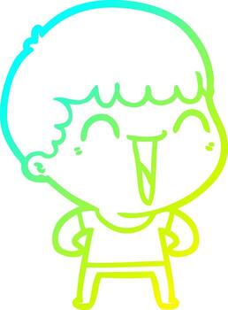 frío gradiente línea dibujo dibujos animados feliz hombre vector