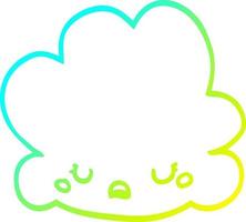 cold gradient line drawing cute cartoon cloud vector