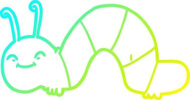 cold gradient line drawing cartoon happy bug vector
