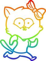 rainbow gradient line drawing cartoon cat vector