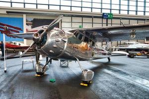 FRIEDRICHSHAFEN - MAY 2019 silver plane CESSNA 195 BUSINESS LINER 1949 at Motorworld Classics Bodensee on May 11, 2019 in Friedrichshafen, Germany photo