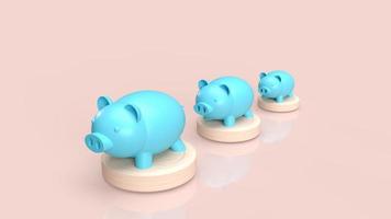 The blue piggy bank   for business concept 3d rendering photo