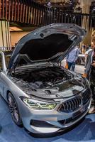 FRANKFURT, GERMANY - SEPT 2019 silver BMW 7 7er G12 G11 Long Version business sedan, IAA International Motor Show Auto Exhibtion photo