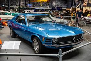 SINSHEIM, GERMANY - MAI 2022 blue coupe Ford Mustang coupe 1970 photo