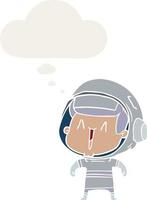 cartoon astronaut man and thought bubble in retro style vector