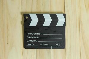 movie slate on wood for movie content. photo