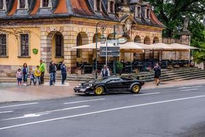 GERMANY, FULDA - JUL 2019 black LAMBORGHINI COUNTACH is a rear photo