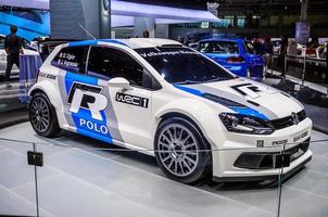 MOSCOW, RUSSIA - AUG 2012 VOLKSWAGEN POLO R WRC presented as world premiere at the 16th MIAS Moscow International Automobile Salon on August 30, 2012 in Moscow, Russia photo