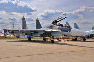 MOSCOW, RUSSIA - AUG 2015 fighter aircraft Su-30 Flanker-C pres photo