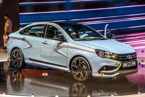 MOSCOW - AUG 2016 VAZ Lada Vesta Concept presented at MIAS Moscow International Automobile Salon on August 20, 2016 in Moscow, Russia photo
