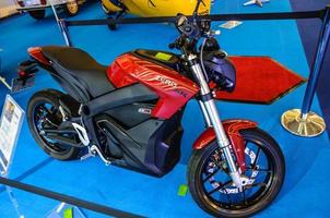 FRANKFURT - SEPT 2015 electric motorcycle Zero SR presented at photo