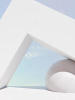 3D Rendering Outdoor Structure Background with Geometric Shapes under Sunlight and Sky for Beauty or Healthcare Product Display. photo