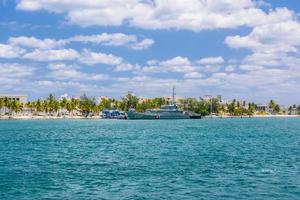 Military ship on the coast of Isla Mujeres island in Caribbean Sea, Cancun, Yucatan, Mexico photo