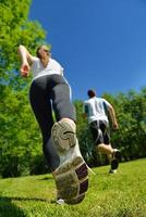Couple jogging outside photo