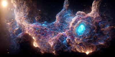 Nebula and galaxies in space 3D photo