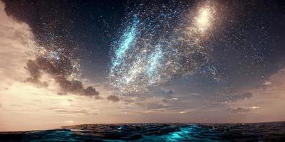 Milky Way and the sea 3D photo