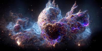 Nebula and galaxies in space 3D photo