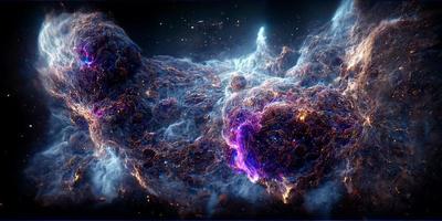 Nebula and galaxies in space 3D photo