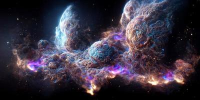 nebulosa y galaxias en el espacio 3d foto