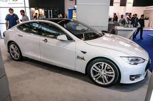 FRANKFURT - SEPT 2015 Tesla Model S presented at IAA Internatio photo