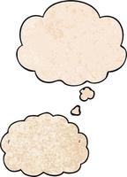 cartoon cloud and thought bubble in grunge texture pattern style vector