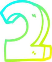 cold gradient line drawing cartoon number two vector