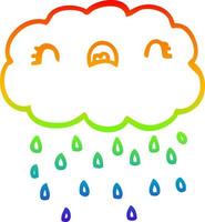 rainbow gradient line drawing cute cartoon cloud vector