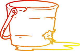 warm gradient line drawing broken bucket cartoon vector