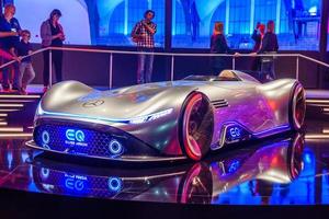 FRANKFURT, GERMANY - SEPT 2019 MERCEDES-BENZ VISION EQ SILVER ARROW electric battery racing car, IAA International Motor Show Auto Exhibtion photo