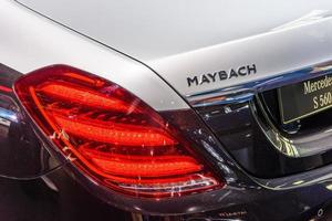 FRANKFURT, GERMANY - SEPT 2019 white black MERCEDES-MAYBACH S 560 4MATIC, IAA International Motor Show Auto Exhibtion photo