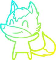 cold gradient line drawing friendly cartoon wolf vector