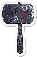 distressed sticker of a cartoon hammer vector