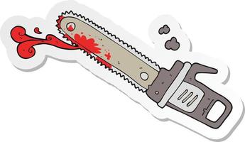 sticker of a cartoon bloody chainsaw vector