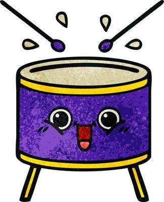 retro grunge texture cartoon drum
