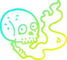 cold gradient line drawing cartoon haunted skull vector