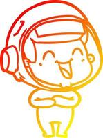 warm gradient line drawing happy cartoon astronaut vector