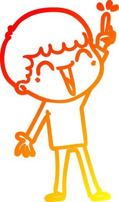warm gradient line drawing cartoon happy man