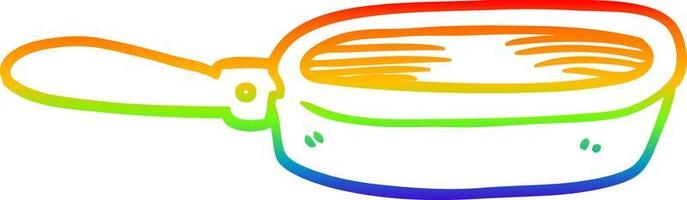 rainbow gradient line drawing cartoon frying pan vector