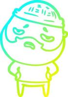 cold gradient line drawing cartoon worried man with beard vector