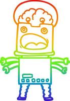 rainbow gradient line drawing cartoon robot vector