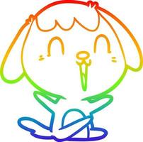 dibujo de línea de gradiente de arco iris lindo perro de dibujos animados llorando vector