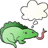 cartoon lizard and thought bubble in smooth gradient style vector