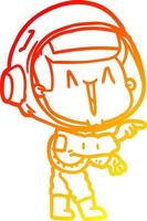 warm gradient line drawing happy cartoon astronaut pointing vector